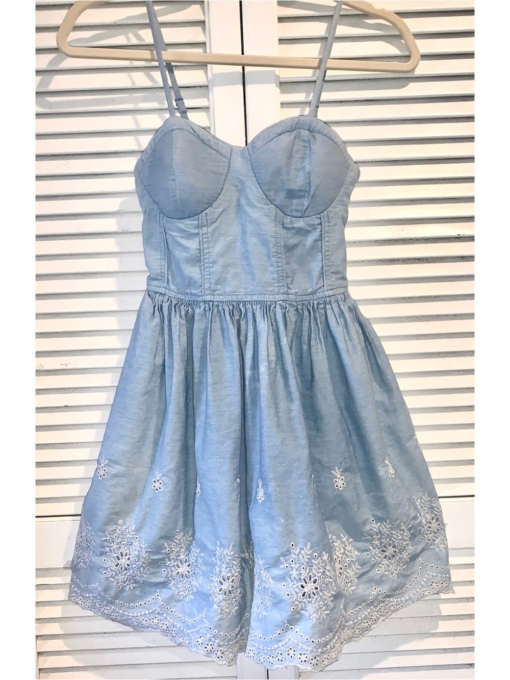 Rush Denim Blue Corset Dress Mini Dress pockets adjustable straps Women’s XS